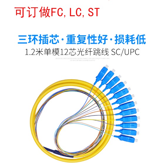 光纤尾纤 12芯束状尾纤 光纤跳线 甬立孚SC/UPC 可定制图片
