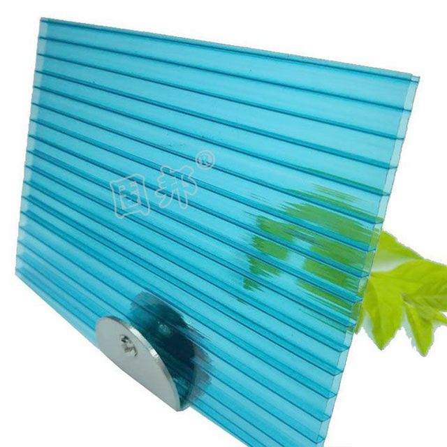 温室大棚 隔热保温 中空透光 湖蓝色阳光板，批发质保十年