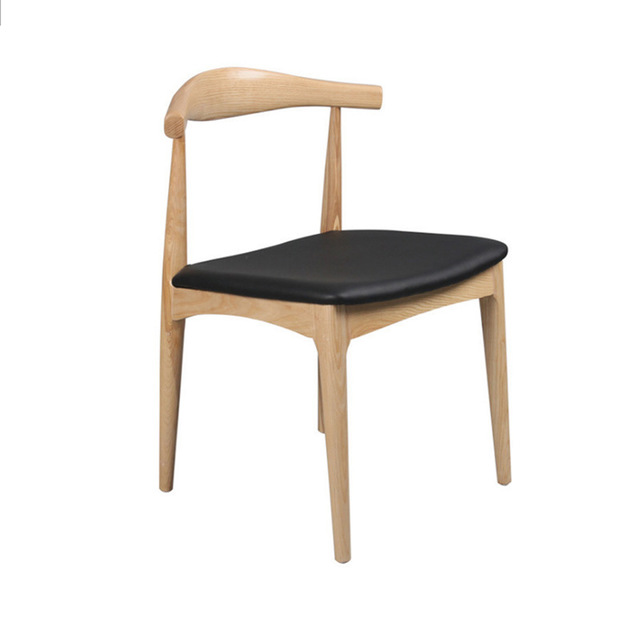 众美德北欧实木餐椅 奶茶甜品店桌椅 靠背牛角椅子 西餐厅桌椅 仿木牛角椅
