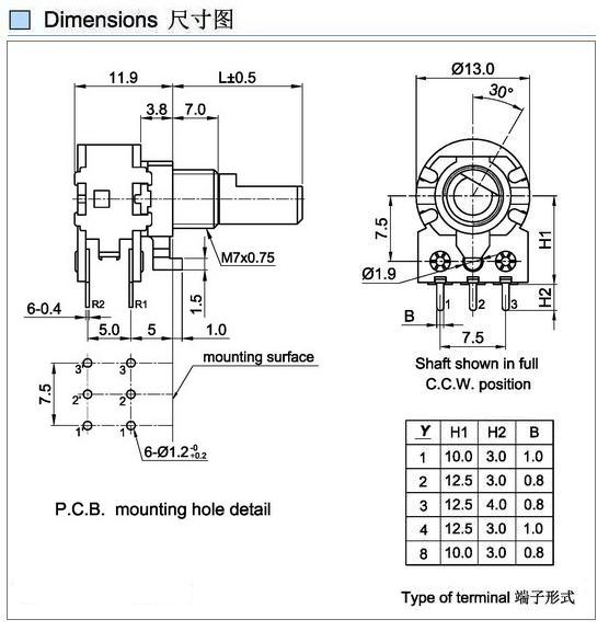 深圳厂家R148G双联旋转电位器 金属轴套碳膜电位器 编码器示例图2