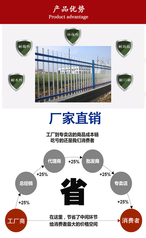 海南护栏厂家 专业生产各种锌钢栅栏 万宁小区隔离栅优质 三亚围栏示例图4
