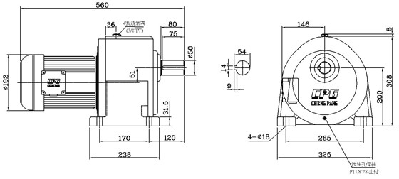 晟邦城邦CPG电动机 齿轮减速马达CH750-80S/CH2200-45S示例图14