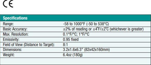 Extech艾示科 42510 红外激光测温仪/红外测温枪示例图3