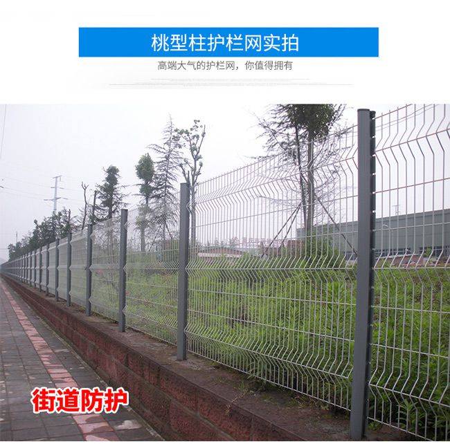 工业区围墙护栏网价格 海南厂房桃型柱隔离栅 三亚护栏网示例图3