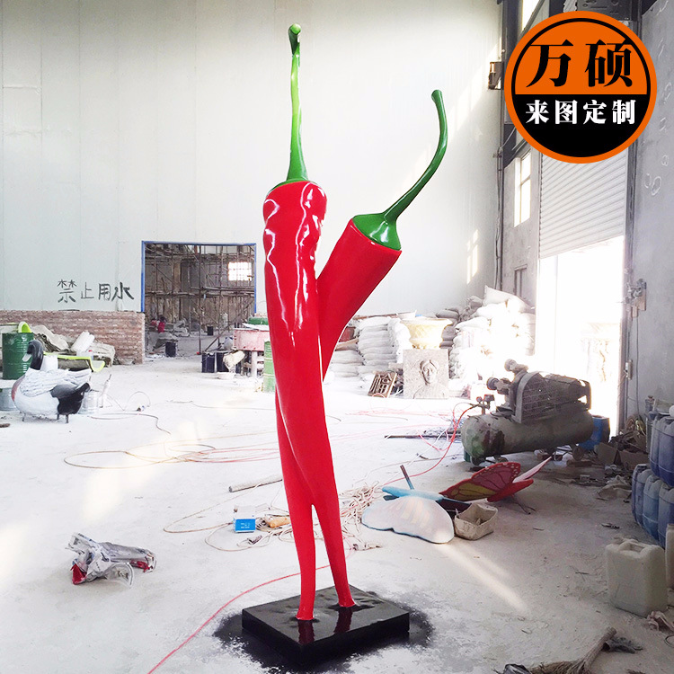 玻璃钢蔬菜雕塑定制 仿真红辣椒雕塑 农场基地庄园植物雕塑摆件示例图3