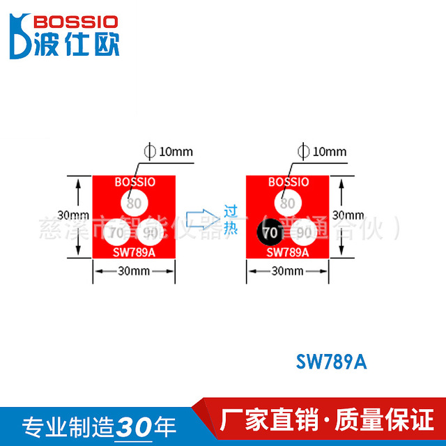 厂家直销 波仕欧SW789A测温纸 变色示温贴片 温度贴纸 感温胶贴 防水