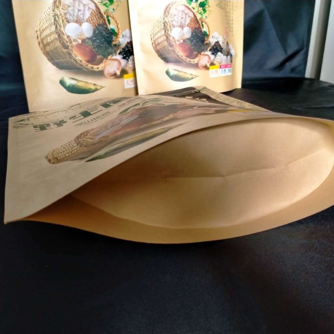 木耳 蘑菇 榛蘑 松茸 牛皮纸开窗袋 牛皮纸包装袋  自立自封包装袋 厂家直销 支持定制
