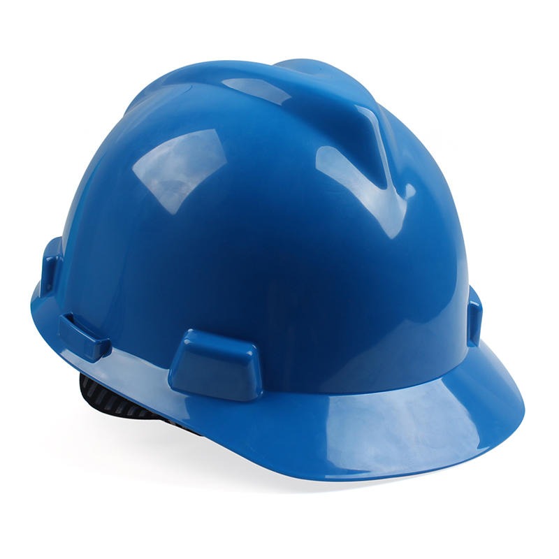 梅思安10146444蓝色PE标准型安全帽PE帽壳一指键帽衬PVC吸汗带国标C型下颏带