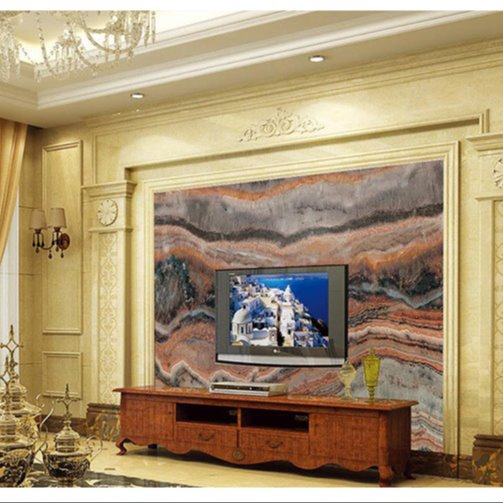 隆润大理石背景墙天然奥特曼大理石造型墙客厅电视墙家装支持定制图片