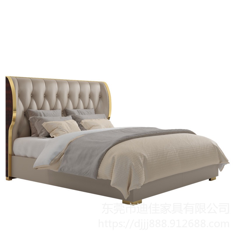 新中式实木床 1.8米双人床 主卧婚床1.5米 经济型高箱气压储物床 特大床