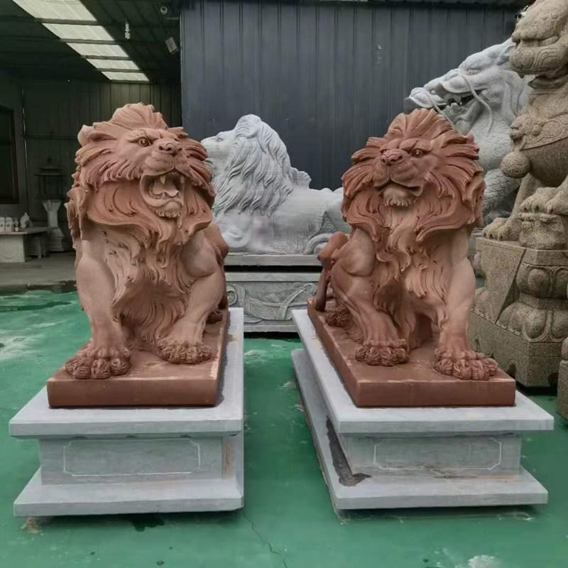 大理石蹲狮价格 汇丰狮子 大型爬狮雕塑 石雕狮子欧式 泽业雕塑