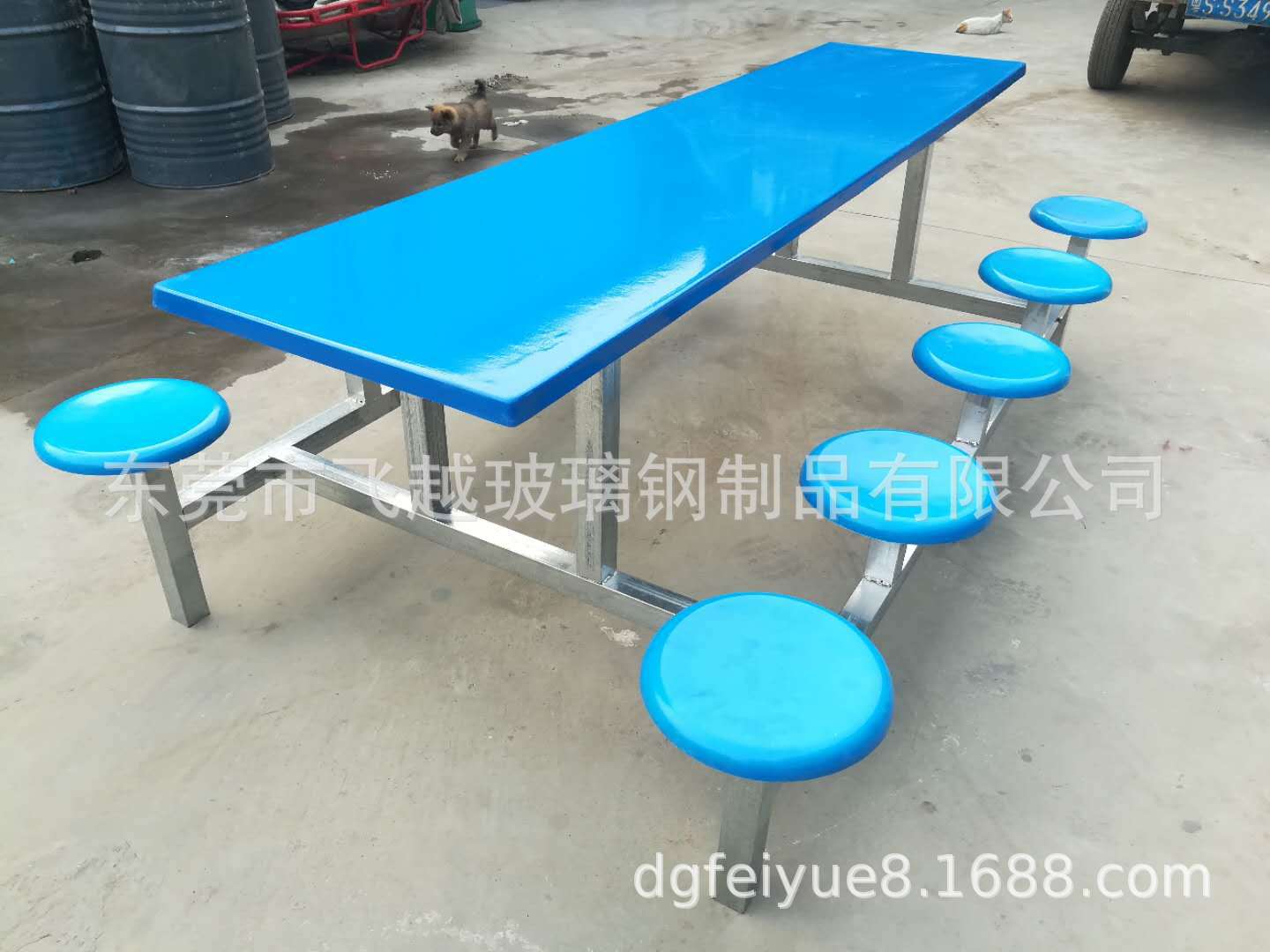 厂家直销8人玻璃钢长条凳连体餐桌椅可定制示例图43