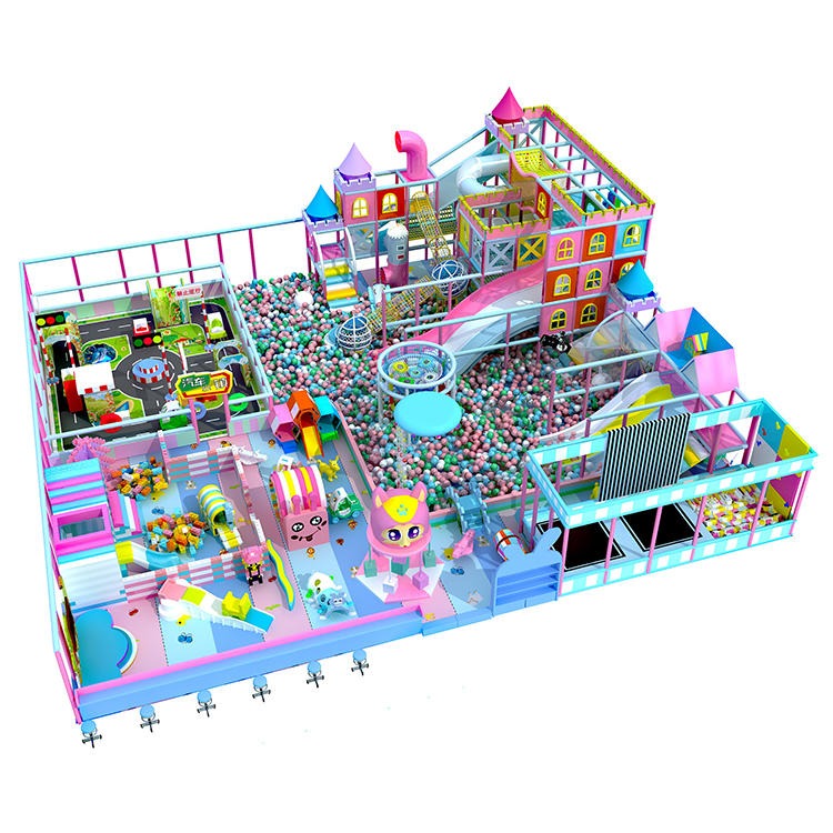 淘气堡儿童乐园设备 大型室内型儿童乐园  马卡龙系列淘气堡  高层玻璃钢滑梯
