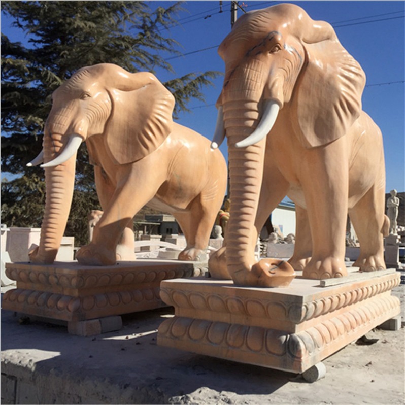 汉白玉大象 雕刻石象 大型动物雕塑 吉祥如意小象 瑞兽雕塑摆件