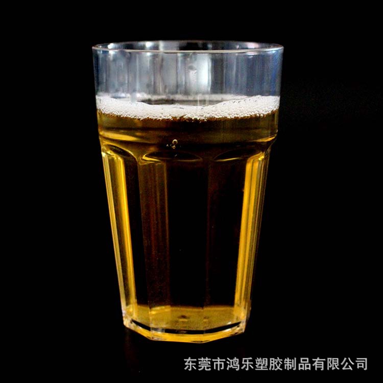东莞厂家直销12安士八角塑料杯透明AS多边棱角杯塑料八角啤酒杯示例图13