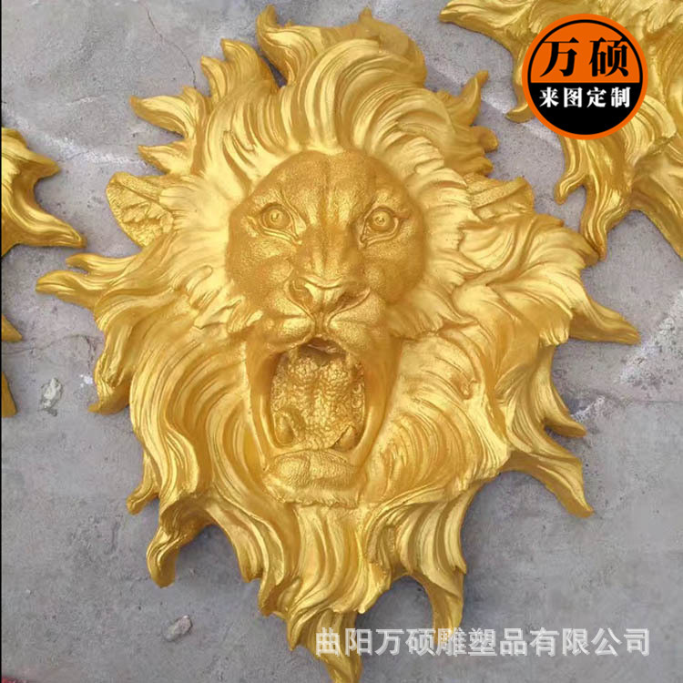 狮子头像墙壁挂件 玻璃钢动物头像雕塑 欧式壁挂摆件示例图3