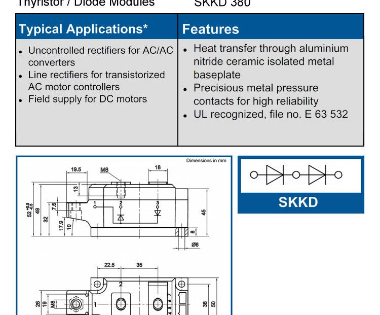 直流电源配件 SKKD380/10   skkd380a1000v  二极管模块 柳晶品牌示例图9