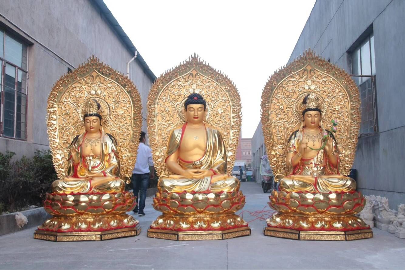 佛像 优质佛像厂家订制贴金西方三圣佛像 普度众生西方三圣菩萨 家庭供奉西方三圣佛像