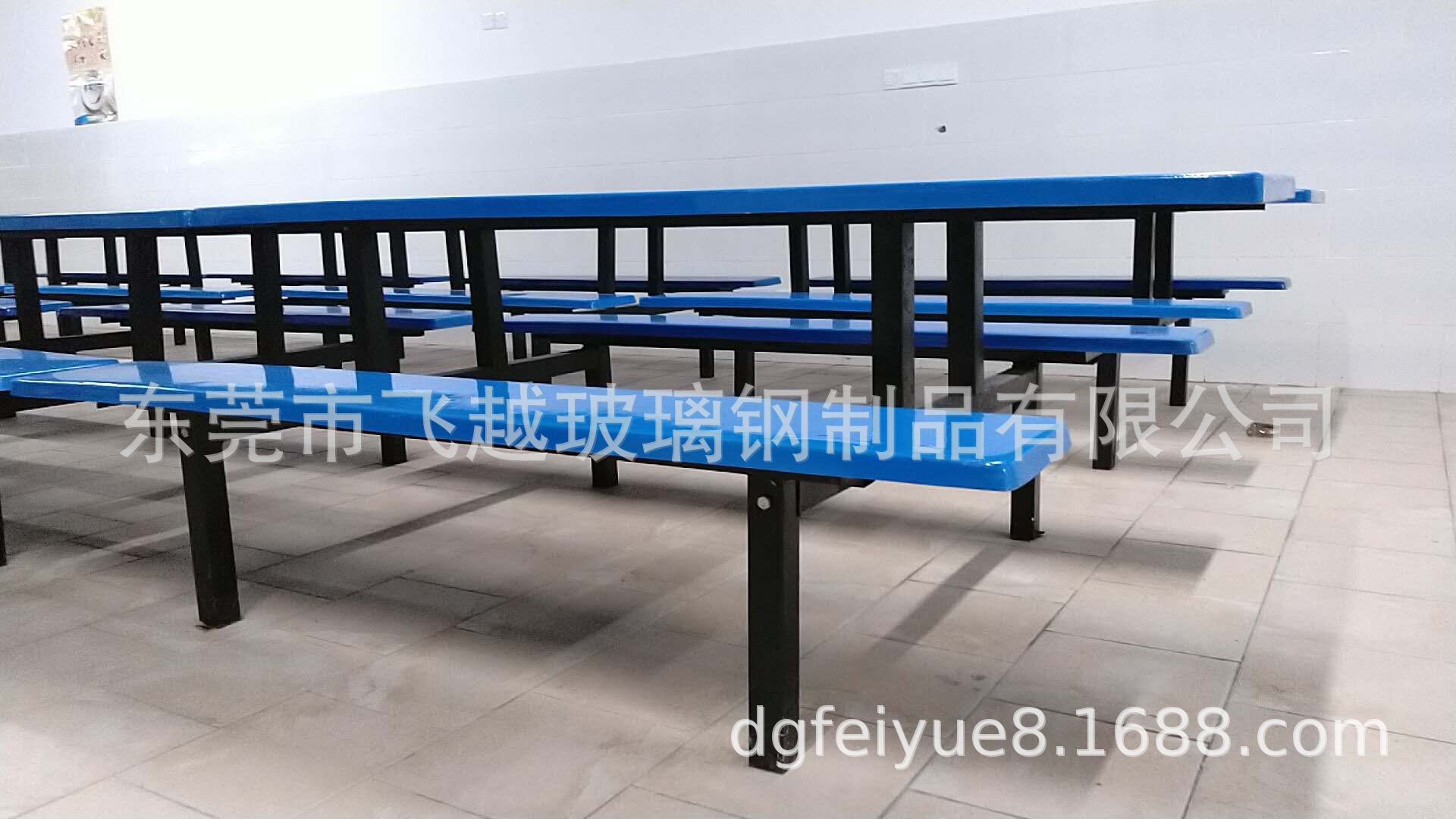 深圳玻璃钢八人位食堂餐桌椅组合工厂公司学校学生圆形凳面机压示例图10