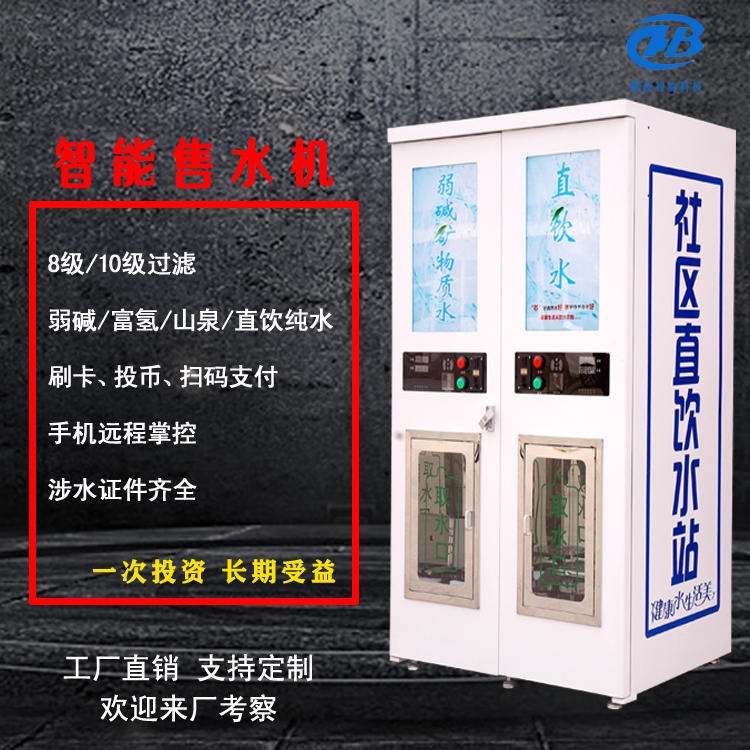 黑龙江鹤岗社区双开门自动售水机 小区投币直饮水机 商用净水器 农村直饮水站