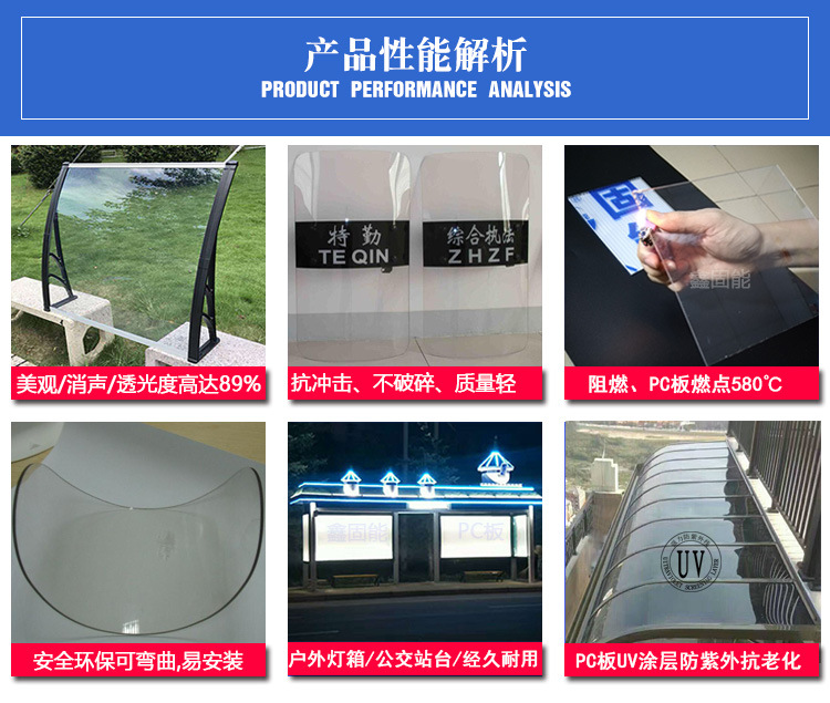 厂家批发透明PC耐力板 5mm透明耐力板阳光板雨棚阳台 耐力板透明示例图3
