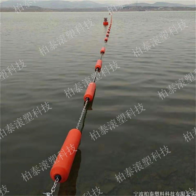 东营水库拦船警戒线浮筒 20公分一体式钢丝绳串联浮筒