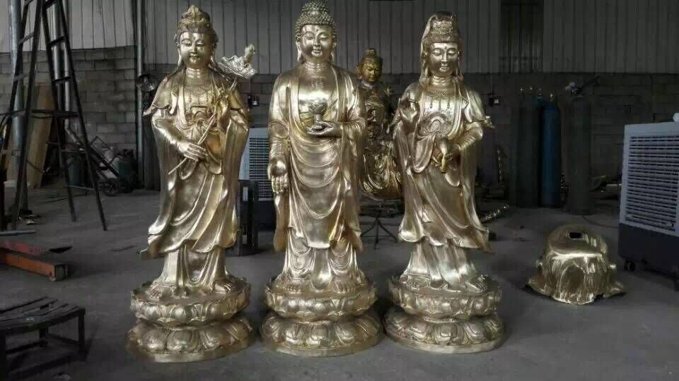 佛像 优质佛像厂家订制彩绘西方三圣佛像 木雕西方三圣菩萨 玻璃钢西方三圣佛像