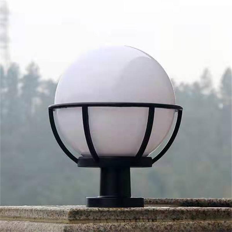 太阳能球形柱头灯厂家 圆型大门柱头灯 铝制户外别墅围墙柱头灯图片