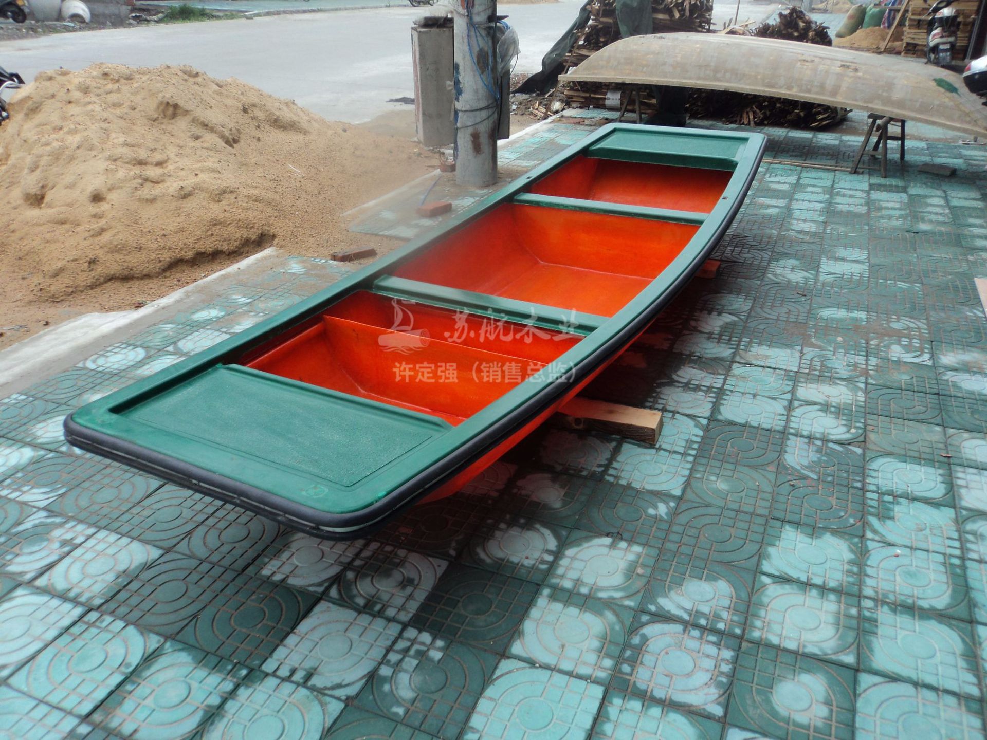 苏航厂家定制农用捕鱼木船5米打渔船打捞水草清洁玻璃钢船示例图4
