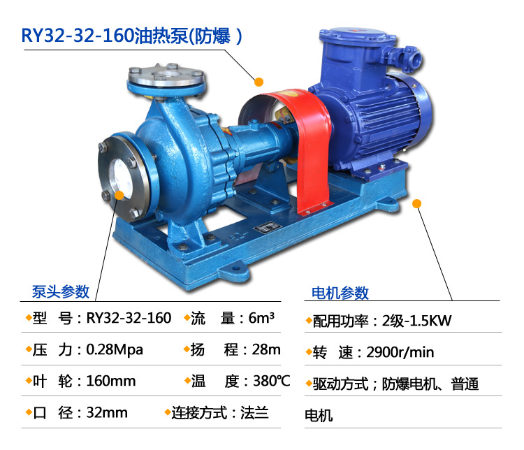 厂家直供 RY系列耐高温导热油离心泵 RY32-32-160型导热循环油泵示例图4