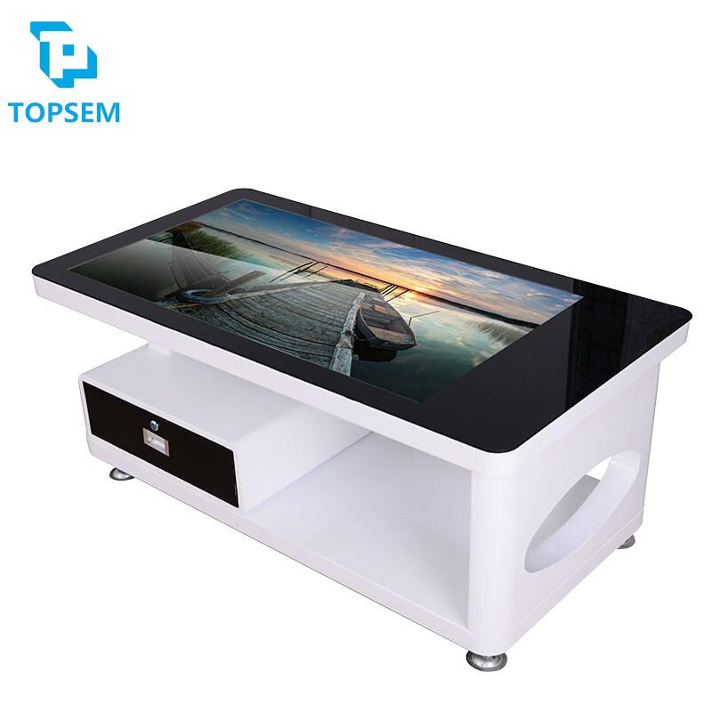 TOPSEM43寸触摸桌智能桌触控桌互动桌触控一体机抽屉式智能触摸茶几