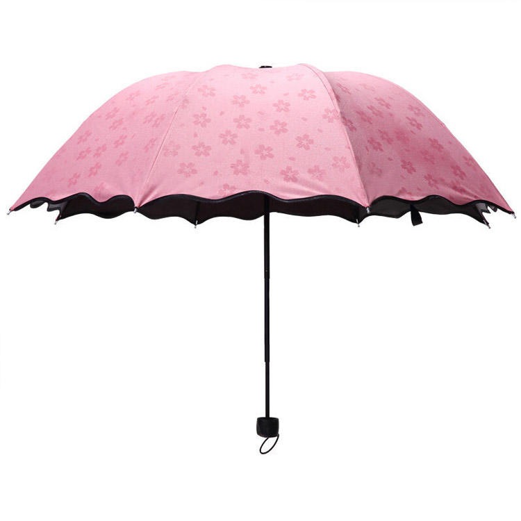 遇水开花雨伞加厚黑胶晴雨两用伞防紫外线防晒折叠太阳伞学生男女士遮阳伞 logo免费设计图片
