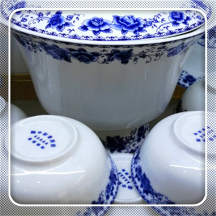 中式陶瓷餐具碗碟套装  景德镇青花骨瓷碗碟套装 碗盘家用碗盘碟礼