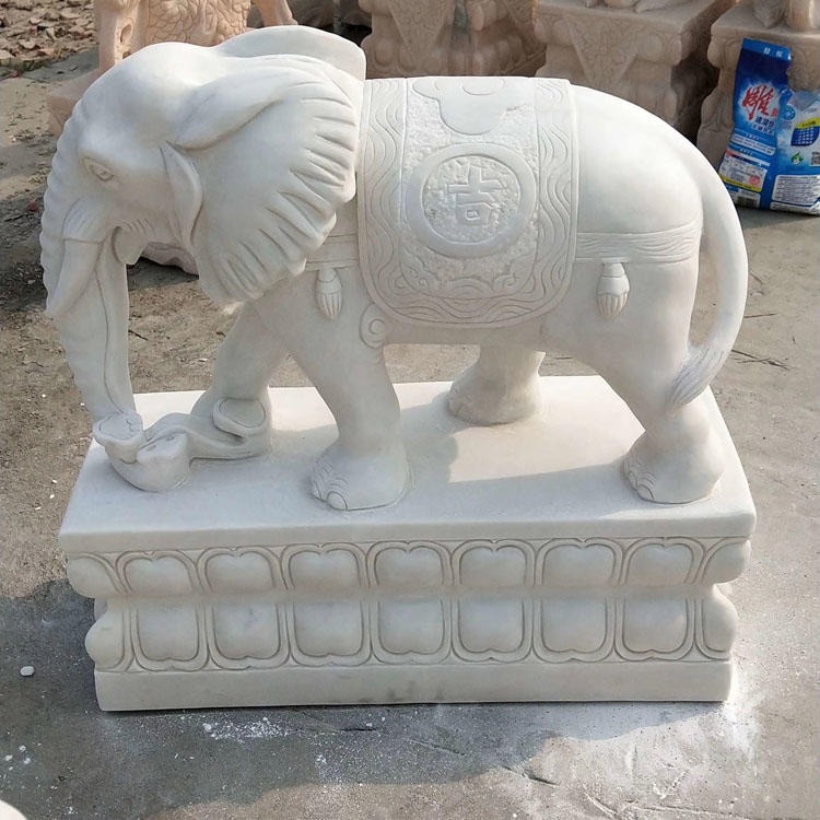 佰盛厂家 如意石大象 小石狮子 石狮子 石大象价格 定做动物石雕图片
