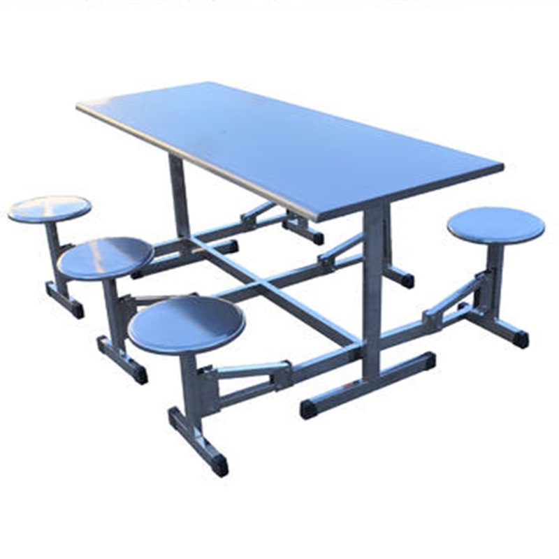 不锈钢连体餐桌椅圆凳 食堂餐桌椅厂家直销 尚邑家具STZY-00103