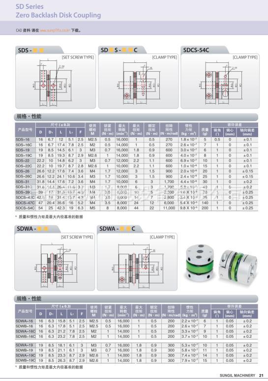 韩国成一SUNGIL  高精密膜片联轴器  伺服电机专用 SDS-90C示例图1