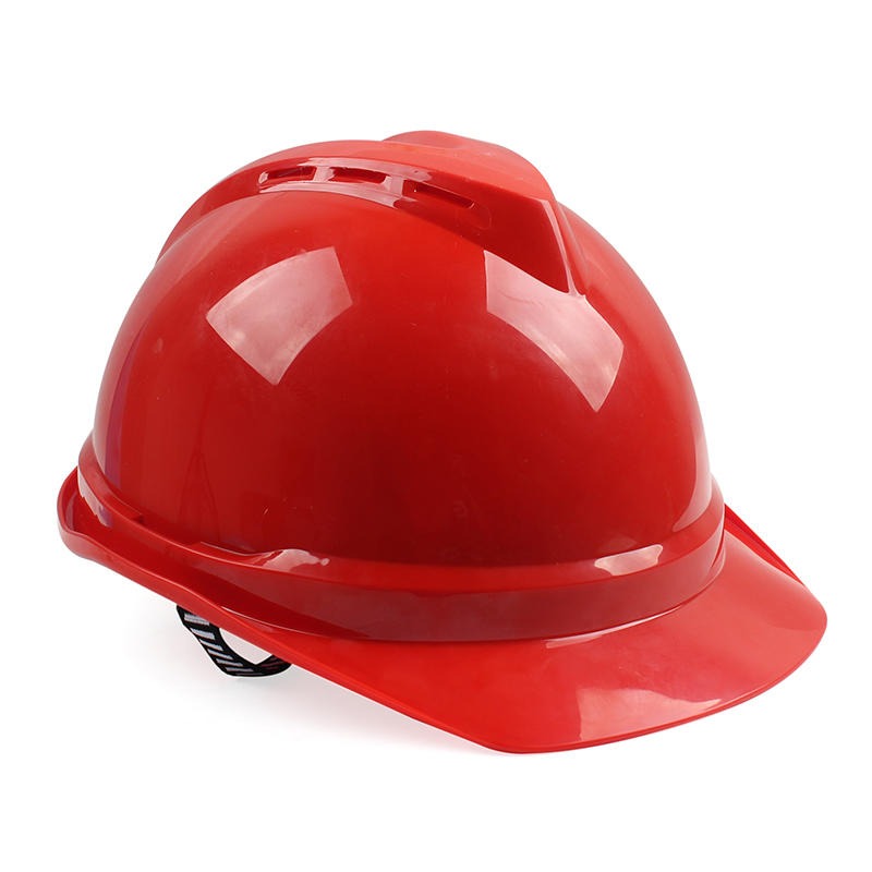 梅思安10146561红色PE豪华型有孔安全帽PE带透气孔帽壳一指键帽衬PVC吸汗带C型下颏带-红