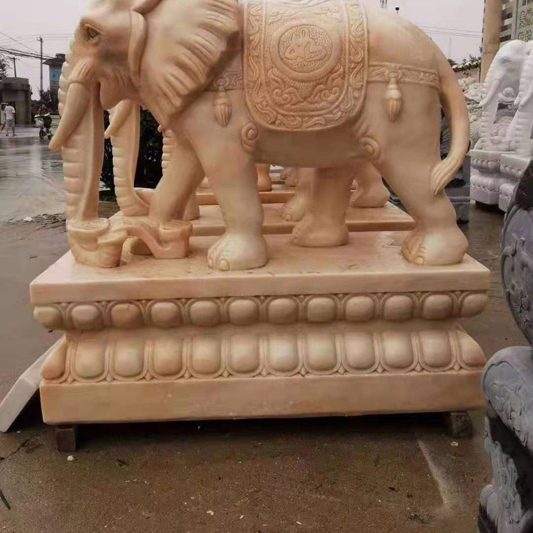 吸财纳福大象工艺品摆件 汉白玉大象 富祥 促销雕刻看门大象 定制雕刻大象石材雕刻图片