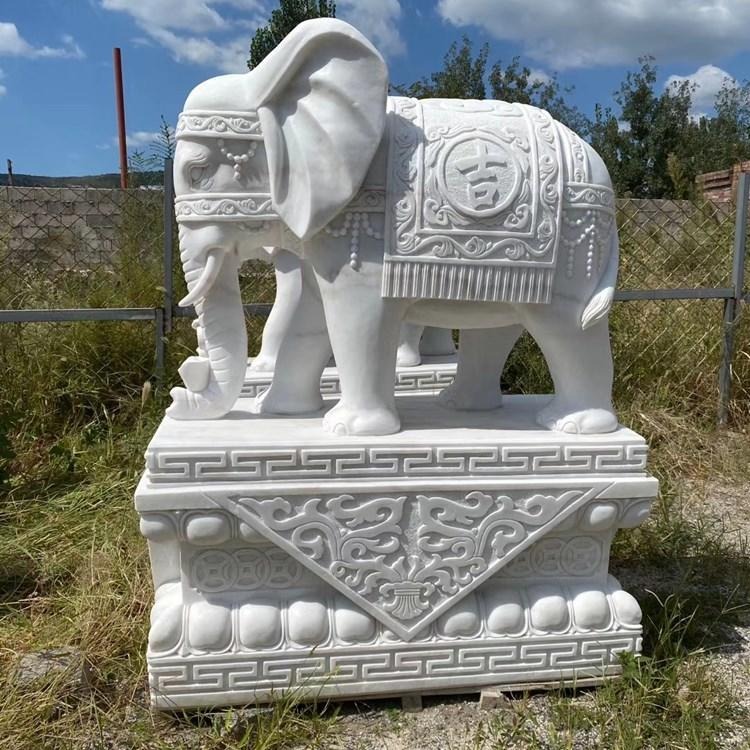 厂家出售石雕大象 汉白玉大象一对现货 庭院酒店摆件大象 吉祥如意大象 晚霞红小象 大理石风水象雕塑