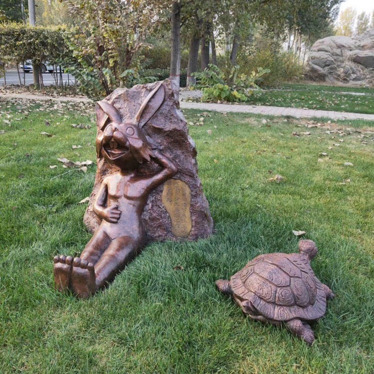 大量供应铸铜雕塑 动物铸铜雕塑 龟兔赛跑玻璃钢雕塑 广场景观铸铜雕塑定制 佰盛