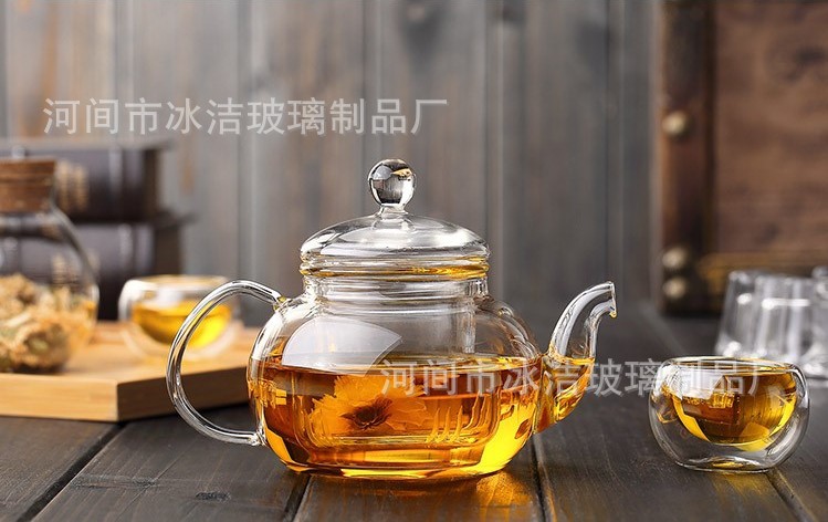 供应耐热玻璃花茶壶 花茶壶厂家批发套装玻璃花茶水果壶泡茶壶示例图3