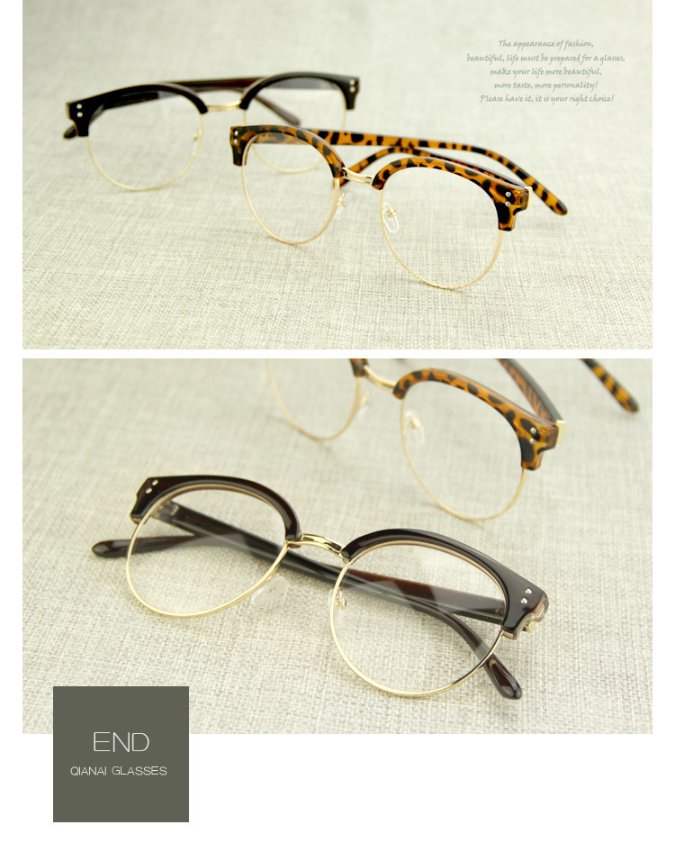 新款韩版金属半框平光镜猫眼镜框镜架镜潮男金属修型圆框眼镜1101示例图14