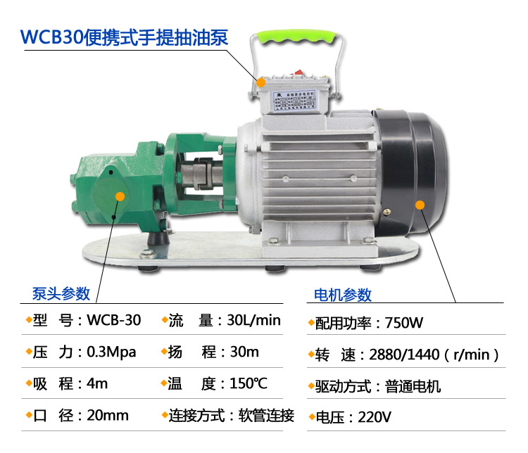 厂家供应 WCB30电动便携手提齿轮泵 自吸式小流量抽油泵 批发示例图4
