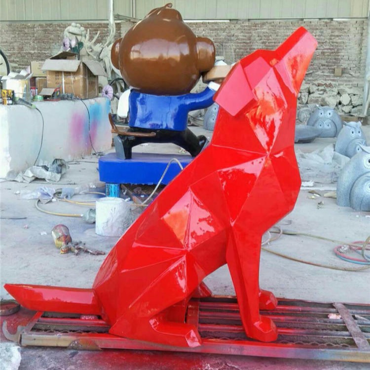 玻璃钢切面狗雕塑 几何块面造型动物雕塑 唐韵雕塑图片