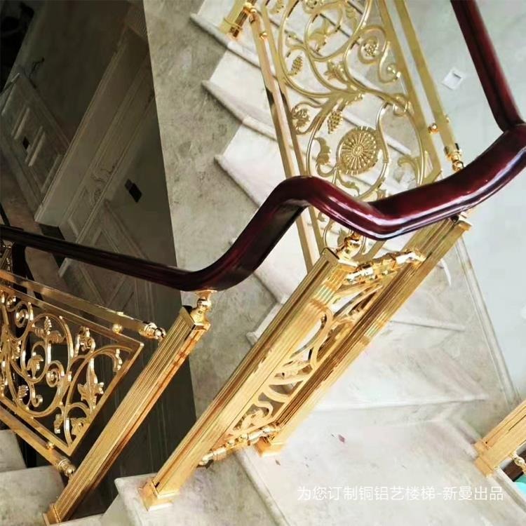 葫芦岛铝板楼梯扶手  弧形楼梯转角细节