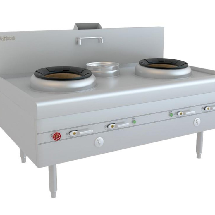 东方和利不锈钢厨房设备 商用厨房设备 燃气炒菜灶 双炒单温灶 获环保产品认证 厨房整体解决方案