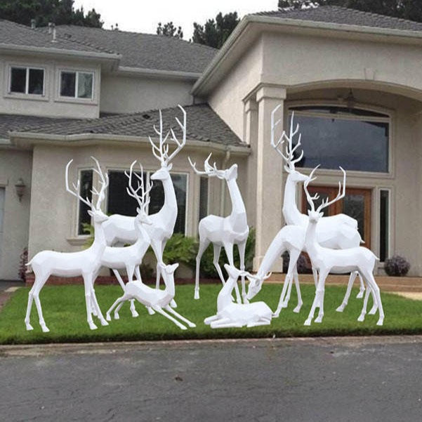 不锈钢鹿雕塑 玻璃钢鹿摆件 公园观赏鹿 景观不锈钢鹿 怪工匠
