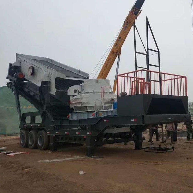 移动式鹅卵石制砂机生产线 100吨移动式制砂机 大型石料破碎生产线