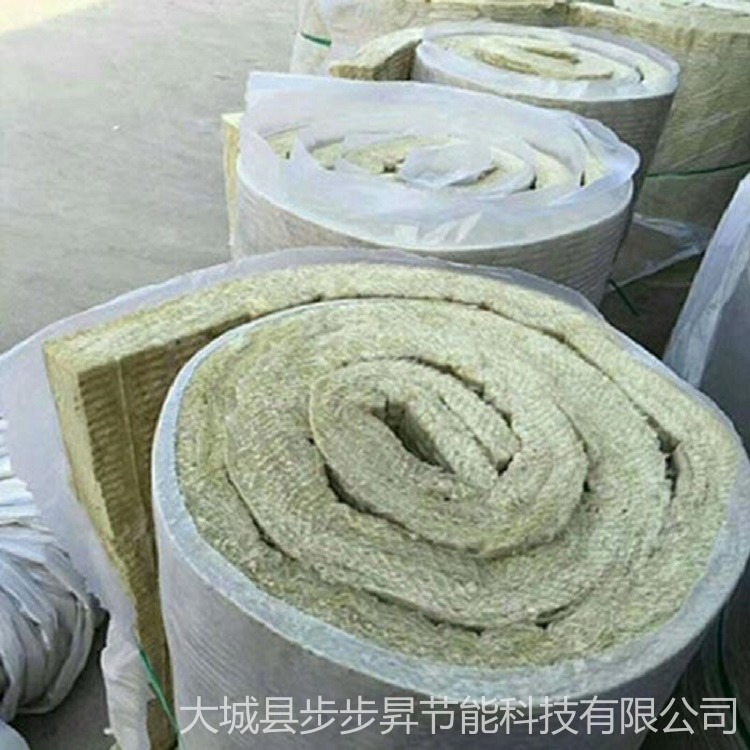 防火岩棉毡厂家步步昇批发100kg/m3岩棉卷毡 玻璃丝布岩棉缝毡