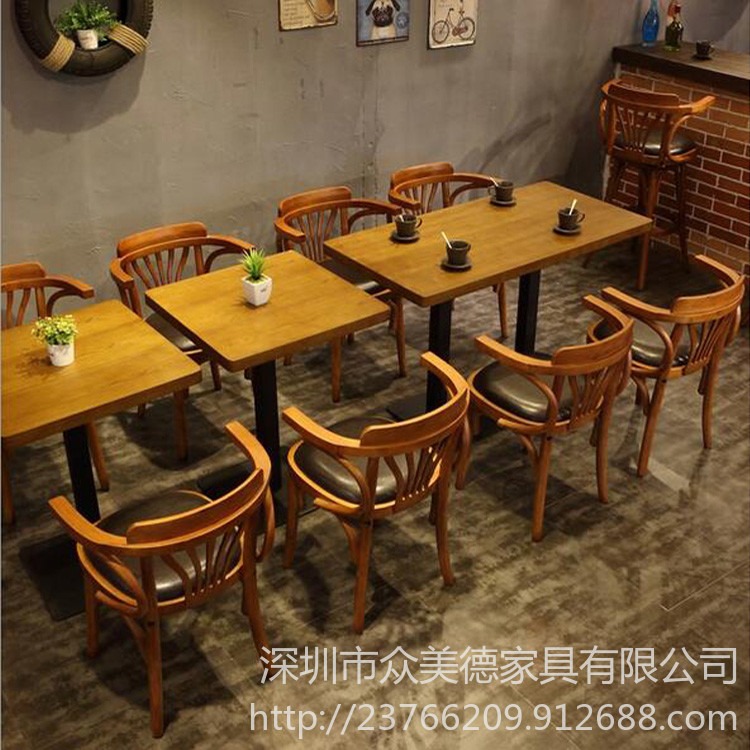 众美德家具专业定做实木餐桌椅，餐厅茶餐厅木色餐桌椅定做，来图来样定制源头厂家